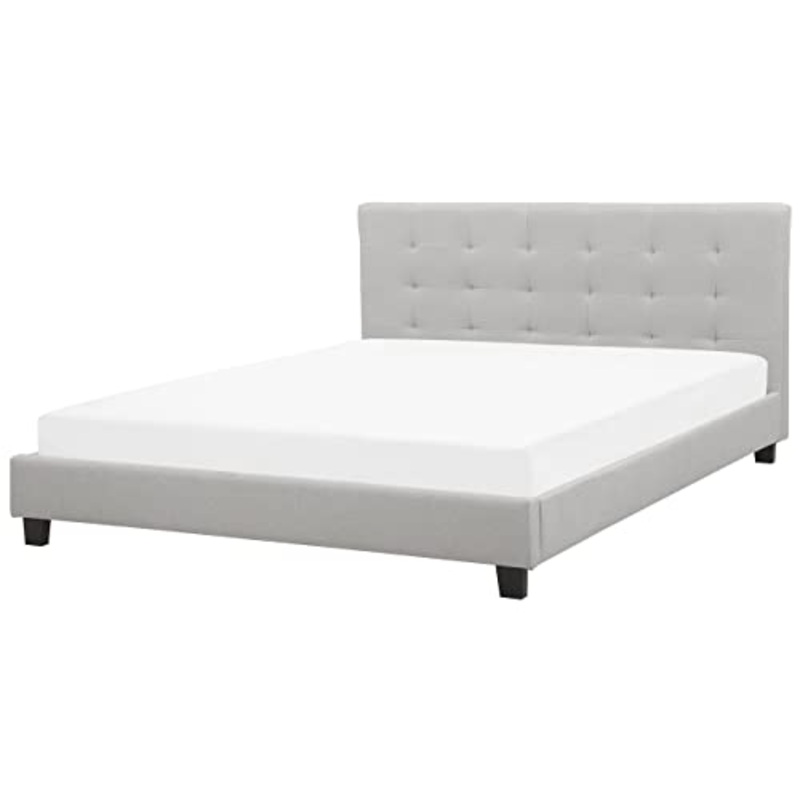 Beliani Letto Tessuto Grigio Chiaro con Rete a doghe 180 x 200 cm La Rochelle