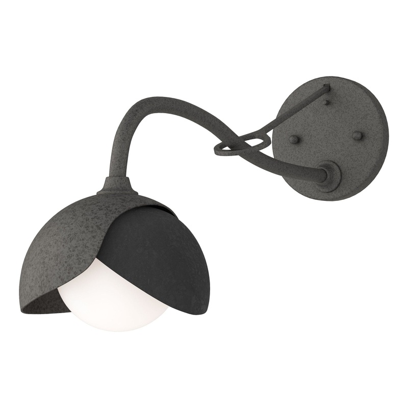 Brooklyn 1-Light Double Shade Long-Arm Sconce Natural Iron Black