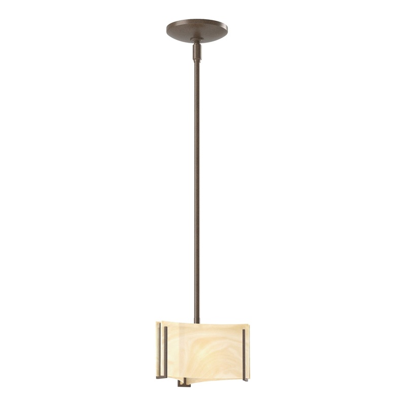 Exos Delta Mini Pendant Bronze Amber Swirl Glass (AA)