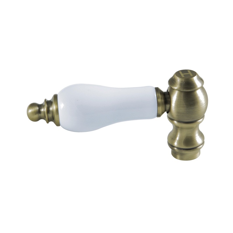 KSH3223PLH Hot Porcelain Lever Handle, Antique Brass