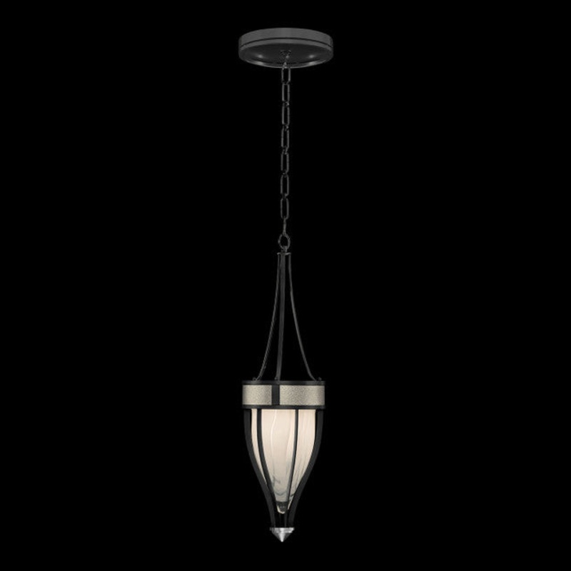 Mirage 7.5″W Round Pendant Black Iron/Nickel/Coco