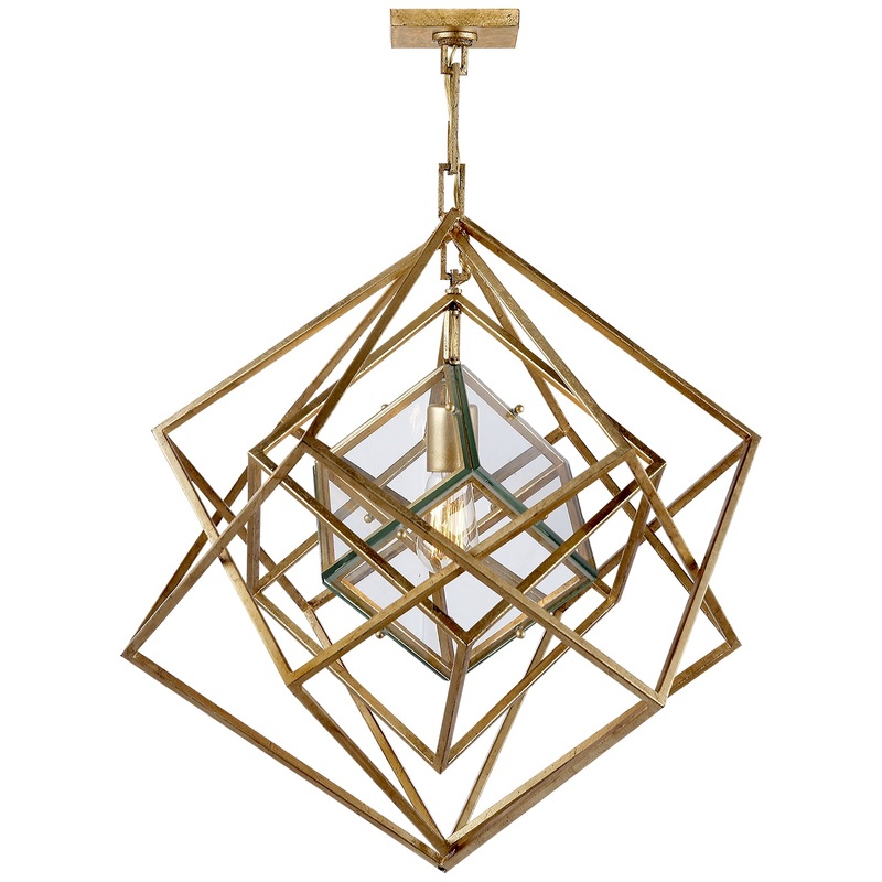 One Light Chandelier from the Cubist Collection in Gild Finish by Visual Comfort Signature
