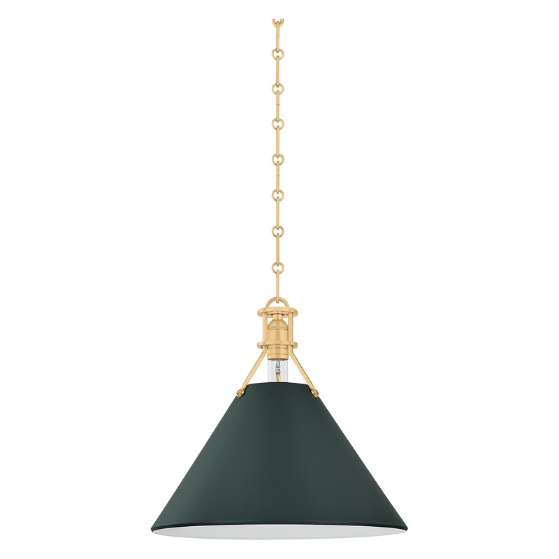 Painted No.2 1-Light Pendant Aged Brass/Soft Studio Green