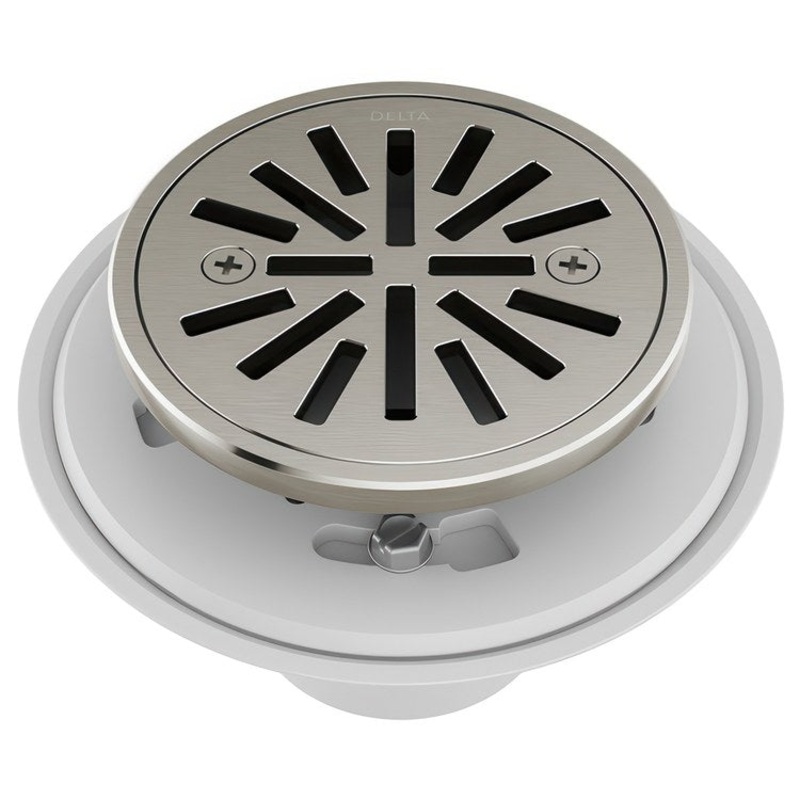 Shower Drain Tile-In Round 4 Inch Brilliance Stainless PVC/Brass