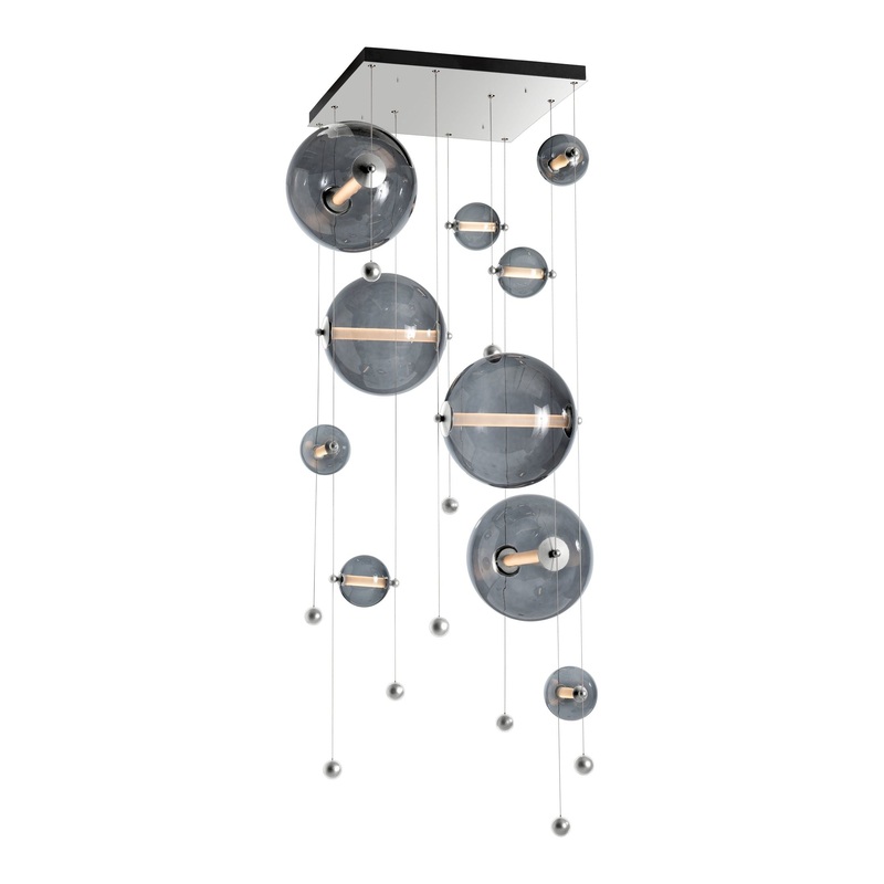 Abacus 10-Light Square LED Pendant Sterling Cool Grey Glass (YL)