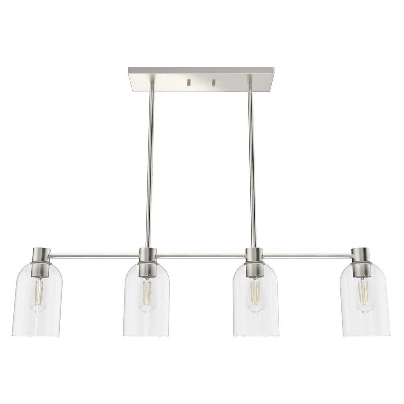 Four Light Linear Chandelier from the Lochmeade Collection in Brushed Nickel Finish by Hunter