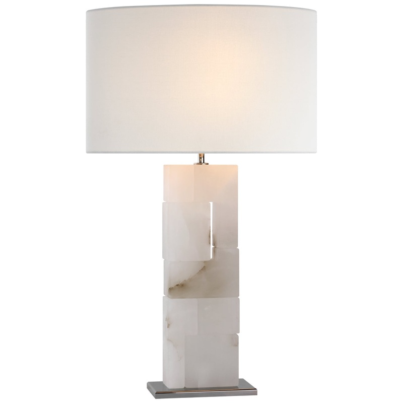 LED Table Lamp from the Ashlar Collection in Alabaster And Polished Nickel Finish by Visual Comfort Signature
