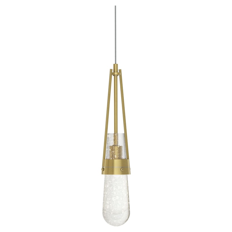 Link Blown Glass Low Voltage Mini Pendant Modern Brass Clear Bubble Glass (YG)