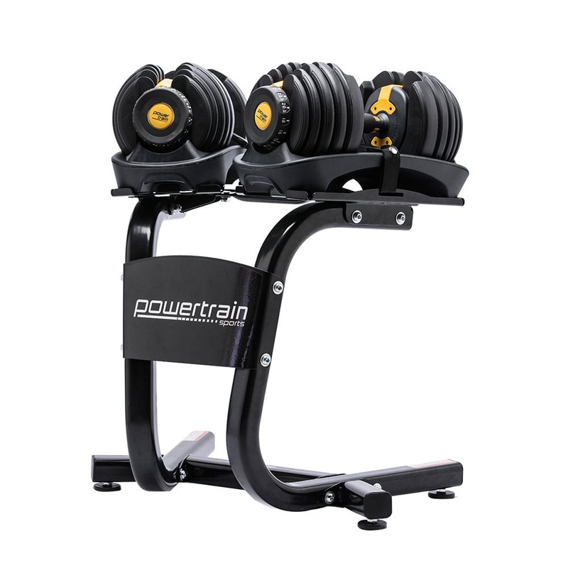 Powertrain  48KG Adjustable Dumbbell Set With Stand – Gold