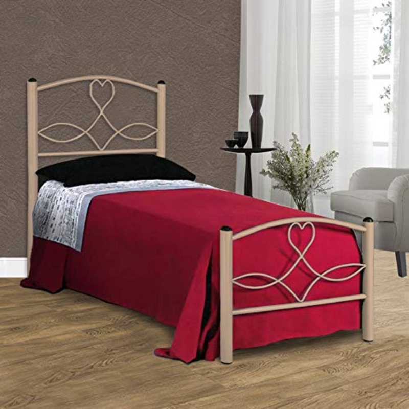 SomnusSana Letto in Ferro Battuto Singolo modello NAPOLI Prodotto Artigianale Italiano Disponibile in vari colori Misure 80×190 (Avorio Anticato)