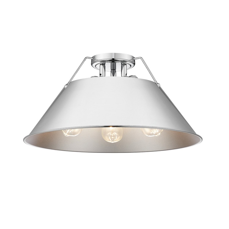 Three Light Flush Mount from the Orwell Collection in Chrome Finish by Golden