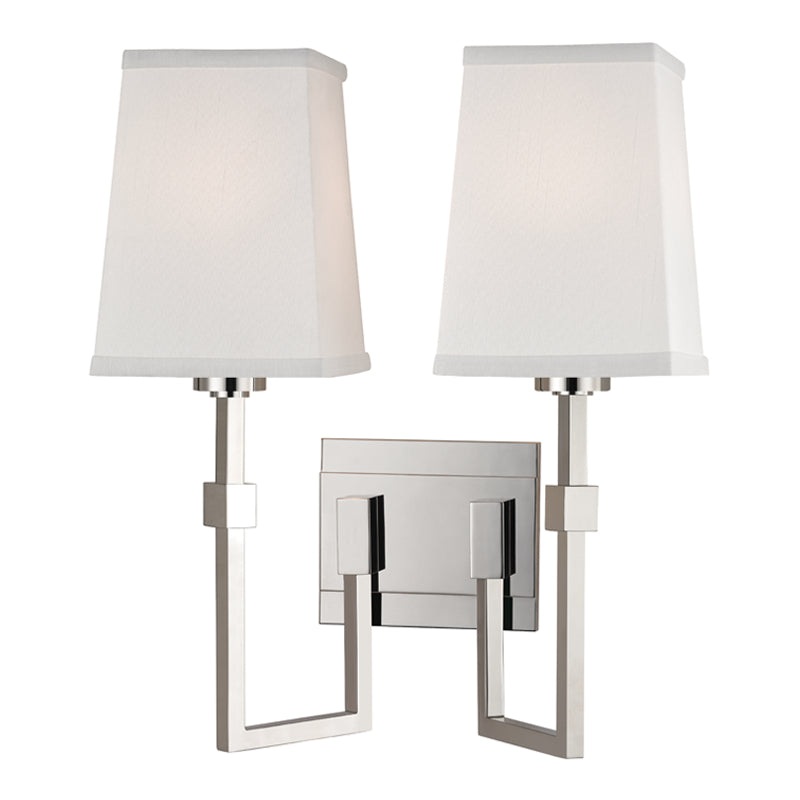 Two Light Wall Sconce from the Fletcher Collection in Polished Nickel Finish by Hudson Valley