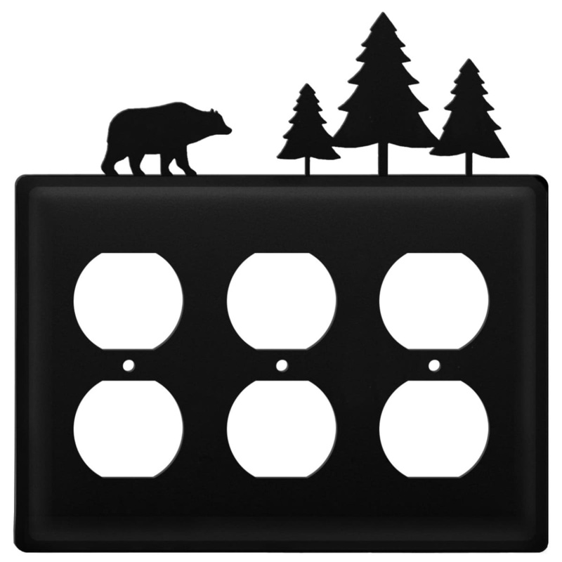 Village Wrought Iron EOOO-83 Triple Bear & Pine Trees Triple Outlet Cover CUSTOM Product