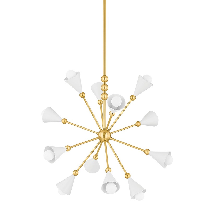 12 Light Chandelier from the Hikari Collection in Aged Brass/Soft White Finish by Mitzi