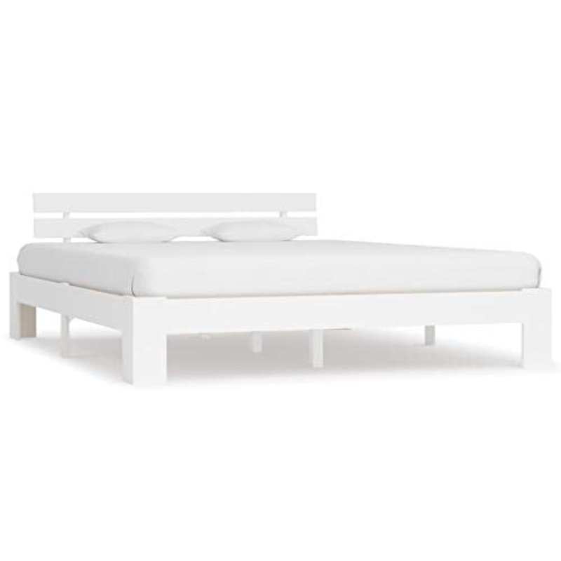 BIGTO – Struttura per letto in legno di pino massiccio, per camera da letto, stile C, colore: bianco, 180 x 200 cm