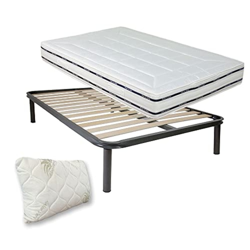 Kit rete e materasso una piazza e mezza 120×190 FINLANDIA pi cuscino fiocco memory aloe in regalo, rete una piazza e mezza a doghe 120×190 ortopedica con materasso memory alto 22cm