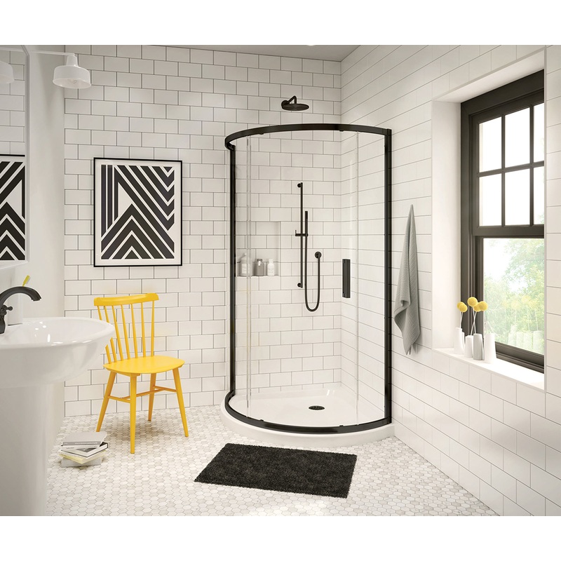 MAAX 137446-900-340-000 Radia Round 36 x 36 x 71  in. 6 mm Sliding Shower Door for Corner Installation with Clear glass in Matte Black