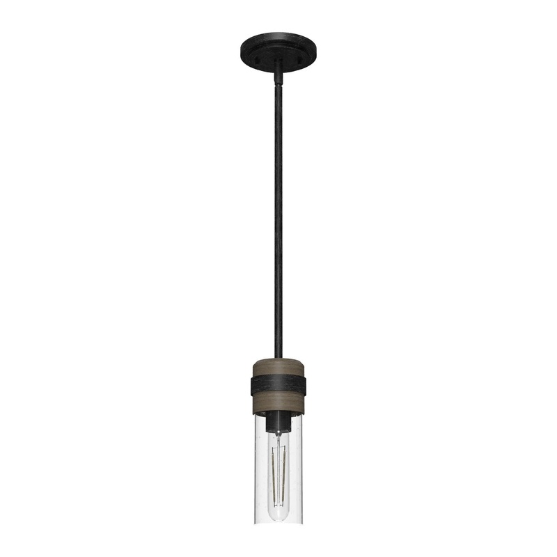 One Light Mini Pendant from the River Mill Collection in Rustic Iron Finish by Hunter