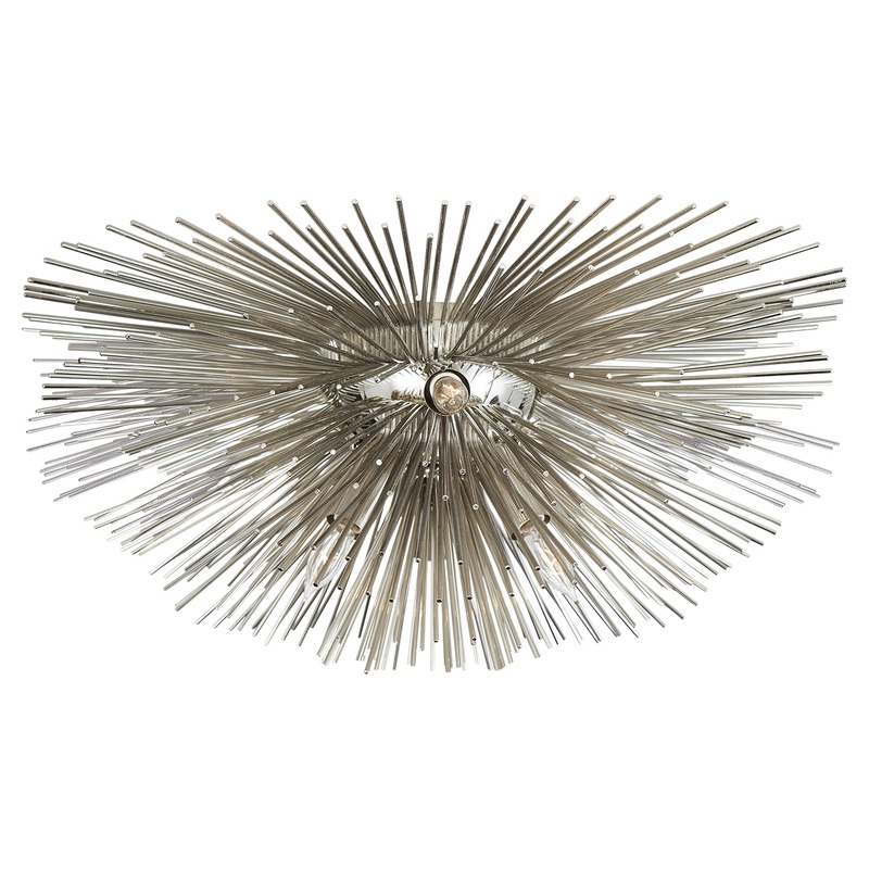 Six Light Flush Mount from the Strada Collection in Polished Nickel Finish by Visual Comfort Signature