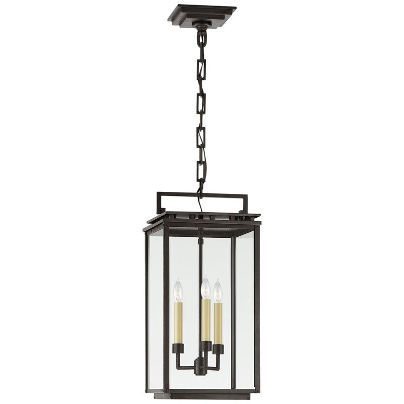 Three Light Hanging Lantern from the Cheshire Collection in Aged Iron Finish by Visual Comfort Signature