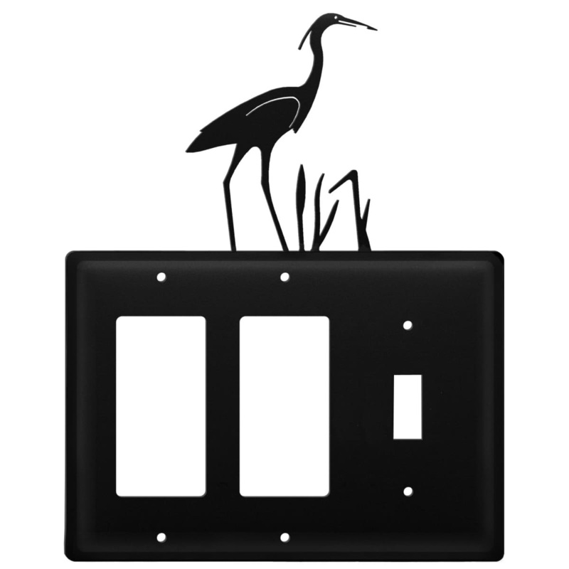 Village Wrought Iron EGGS-133 Triple Heron Double GFI and Single Switch Cover CUSTOM Product