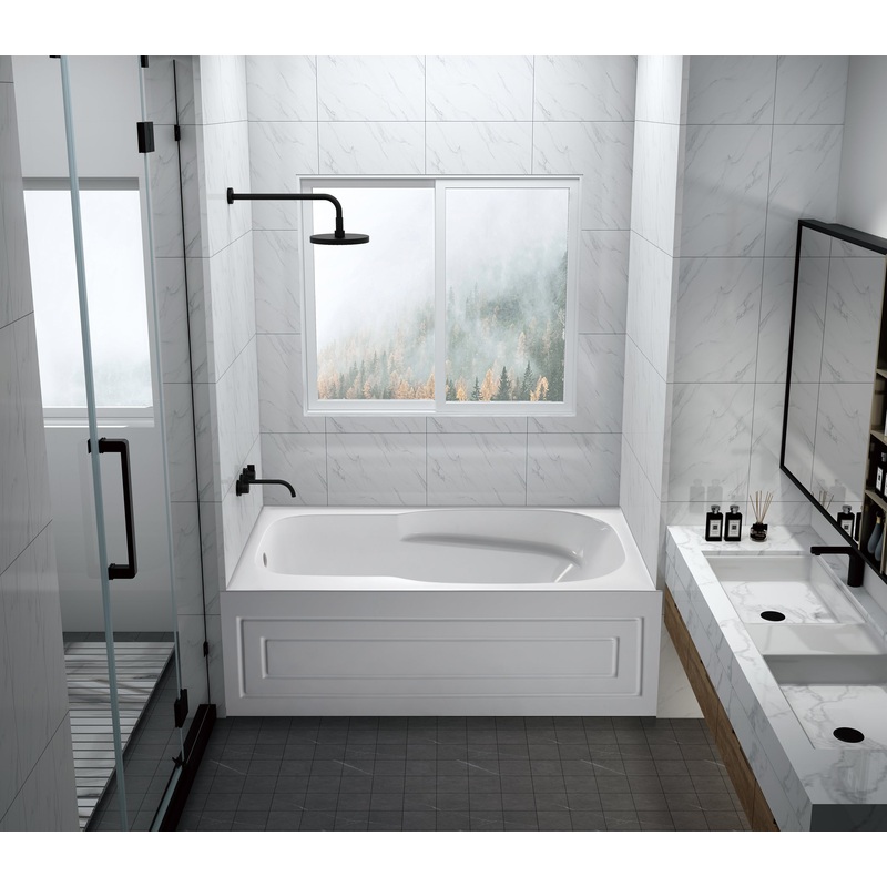 Aqua Eden VTAM6031L21B 60-Inch Anti-Skid Acrylic 3-Wall Alcove Tub with Arm Rest Left Hand Drain Hole, White