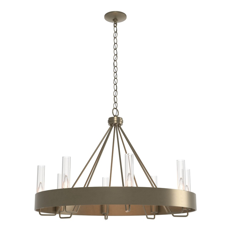 Banded Ring Chandelier Soft Gold Clear Glass