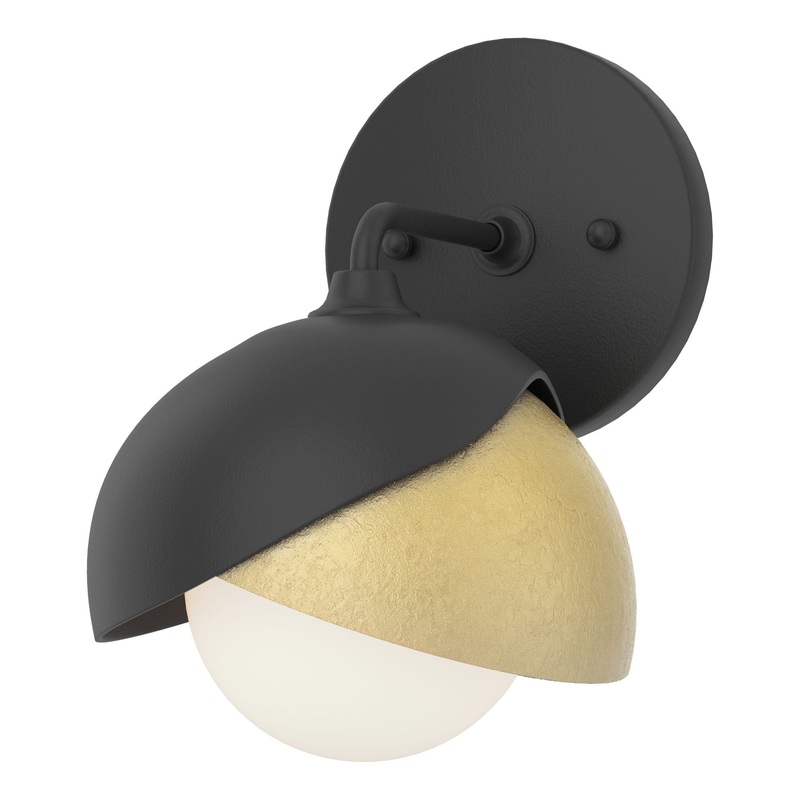 Brooklyn 1-Light Double Shade Bath Sconce Black Modern Brass
