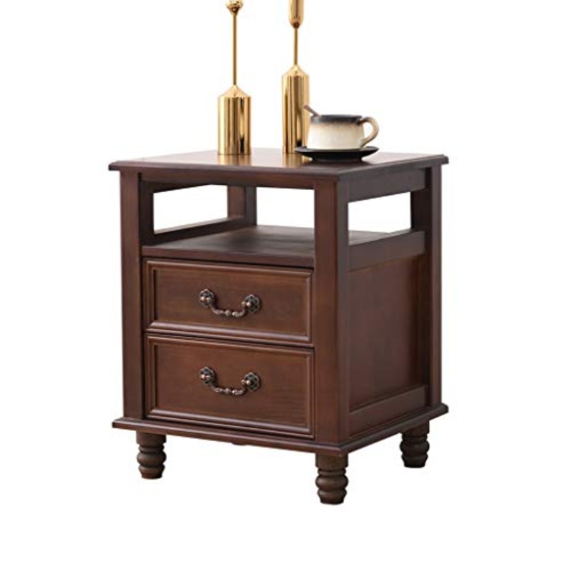Comodino in Legno massello, con cassetto, Camera da Letto Matrimoniale, Americano, Mini Armadio di stoccaggio, Peso 350 kg-55x45x38 cm FANJIANI
