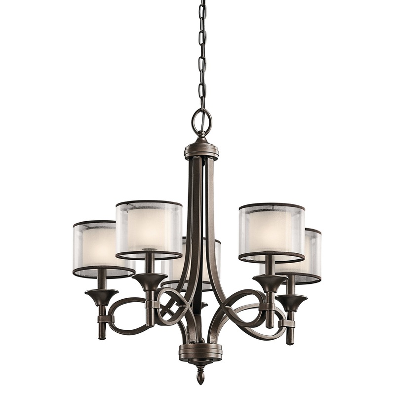Kichler 42381MIZ Five Light Chandelier, Mission Bronze