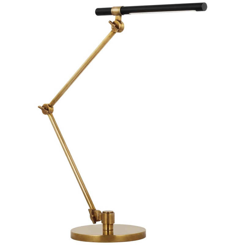 LED Desk Lamp from the Heron Collection in Hand-Rubbed Antique Brass And Matte Black Finish by Visual Comfort Signature