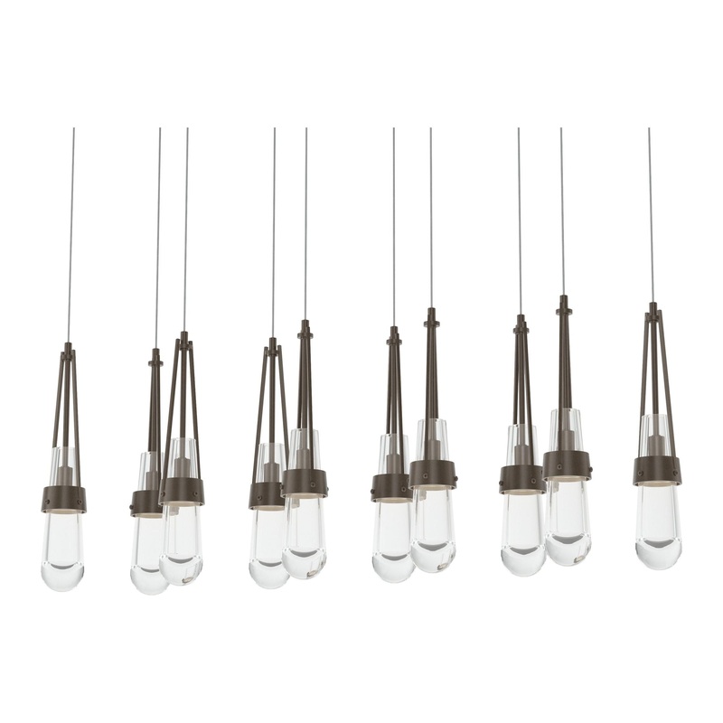 Link 10-Light Clear Glass Pendant Bronze