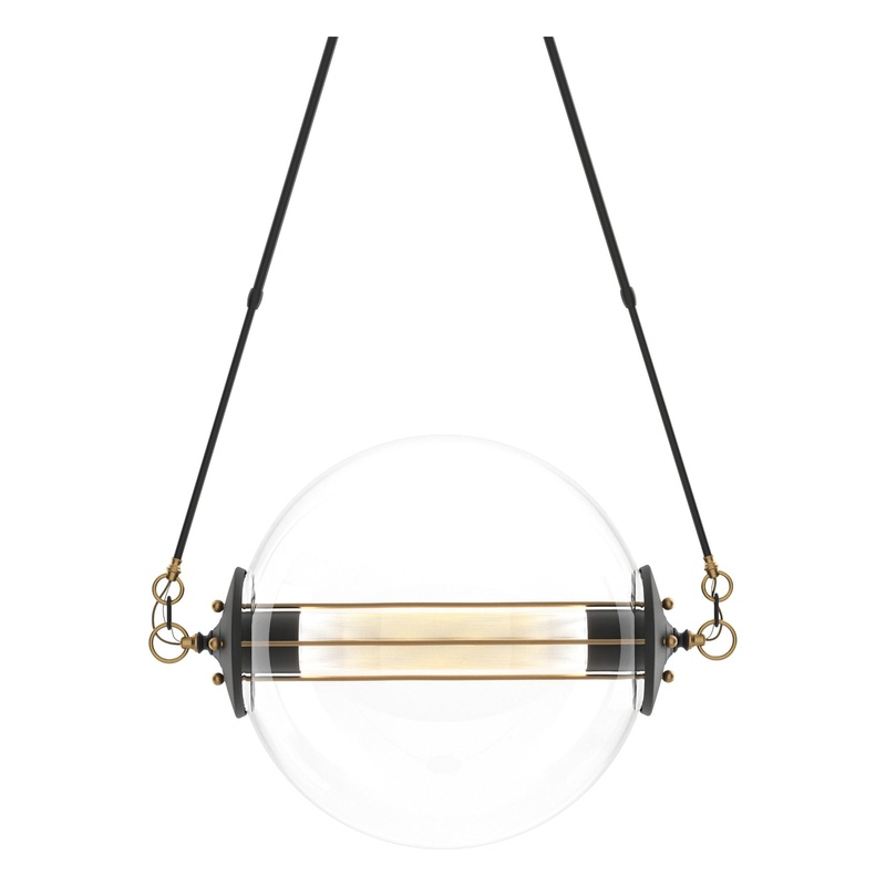 Otto Sphere Pendant Black with Brass Accents Stainless Steel Mesh (ZK)