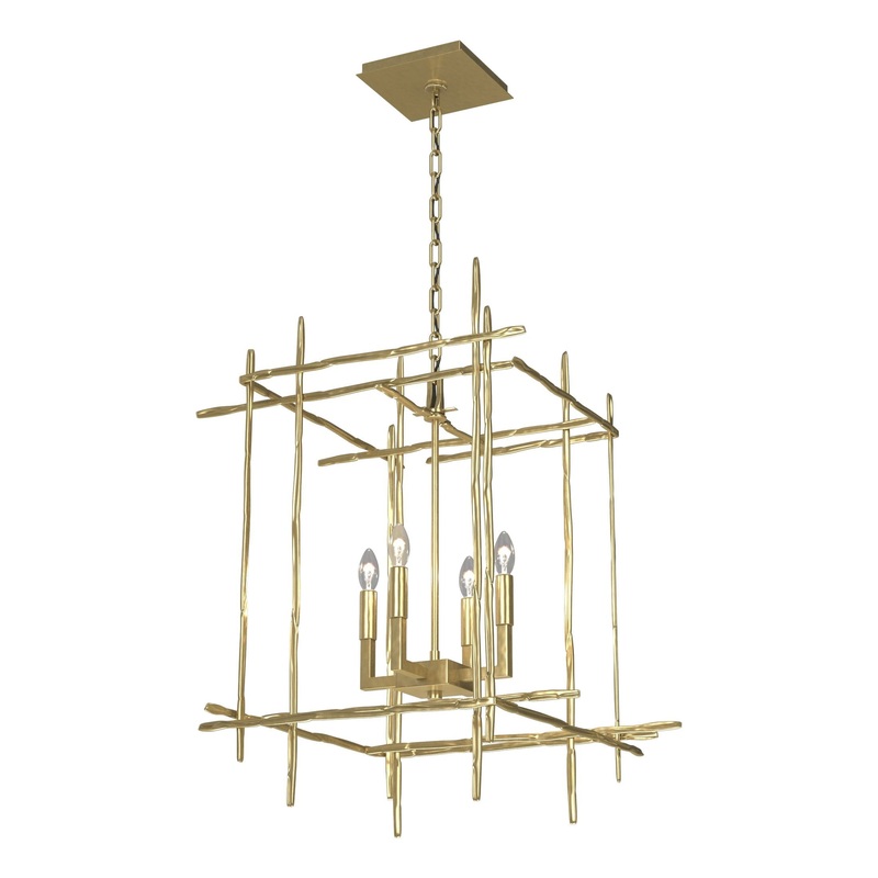 Tura 4-Light Medium Chandelier Modern Brass