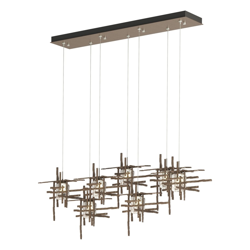 Tura 7-Light Seeded Glass Pendant Bronze