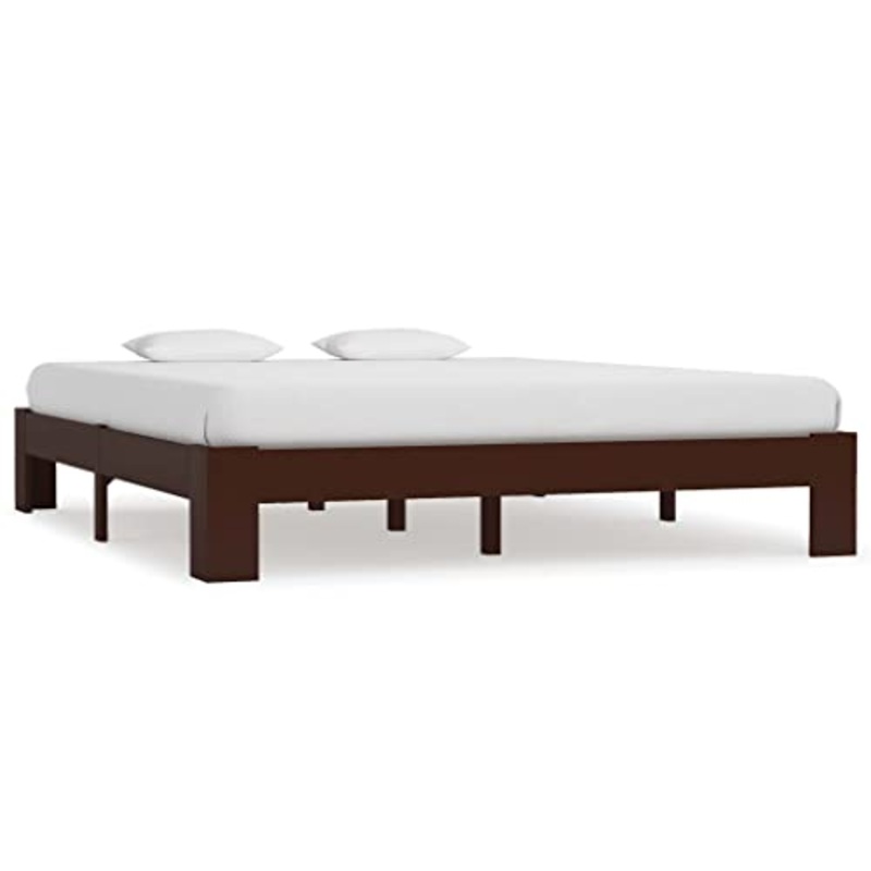 vidaXL Giroletto Classico Elegante Robusto Struttura Telaio Letto Marrone Scuro 160×200 cm con Testiera Doghe in Compensato Legno Massello Pino