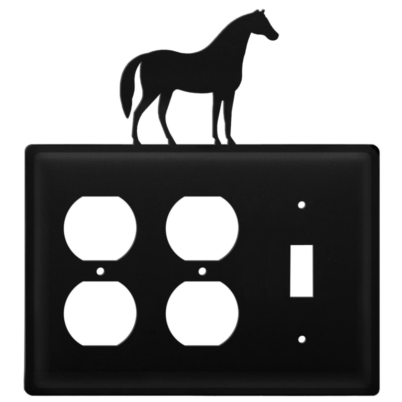Village Wrought Iron EOOS-68 Triple Horse Double Outlet and Single Switch Cover CUSTOM Product
