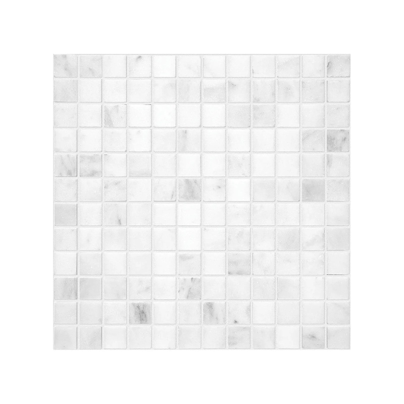 1″ x 1″ Bianco Venatino Honed Marble Stone Mosaics. 1 Sheet = Sq. Ft. (76-016) 1″ x