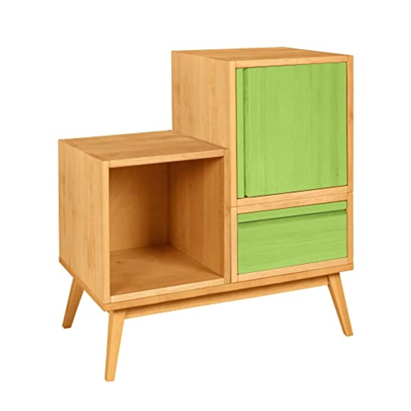 BioKinder Spar-Set Laura Gradino Angolo Petto Torace 80 cm in Legno massello di Pino Verde smaltato
