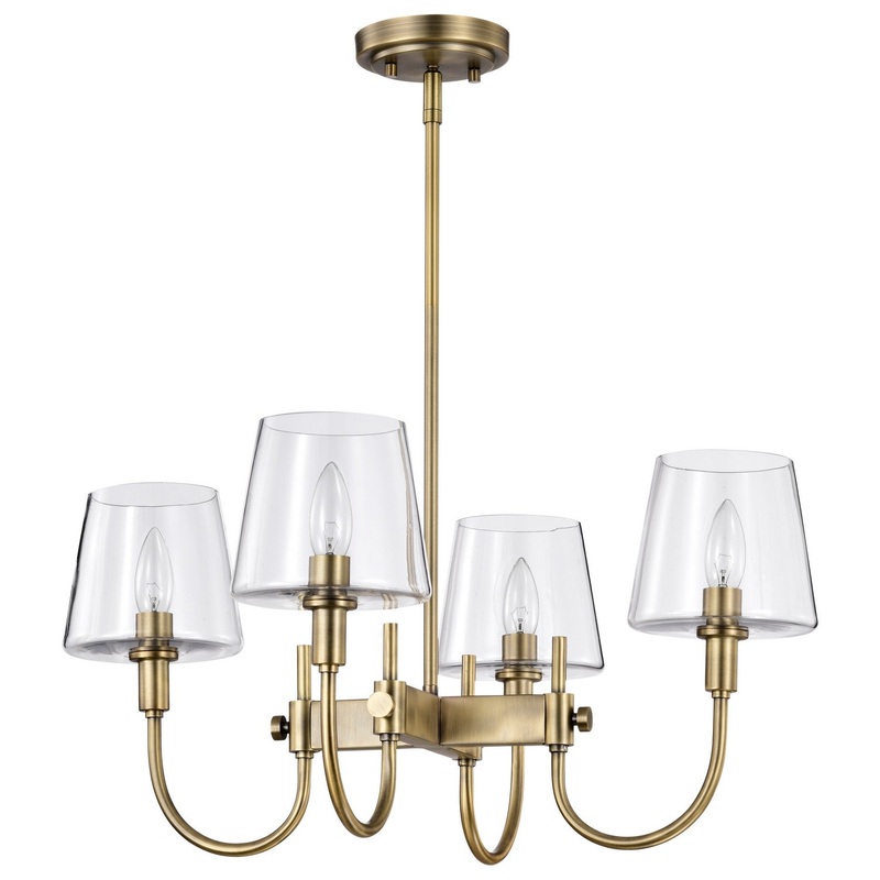 Four Light Chandelier from the Brookside Collection in Vintage Brass Finish by Nuvo Lighting