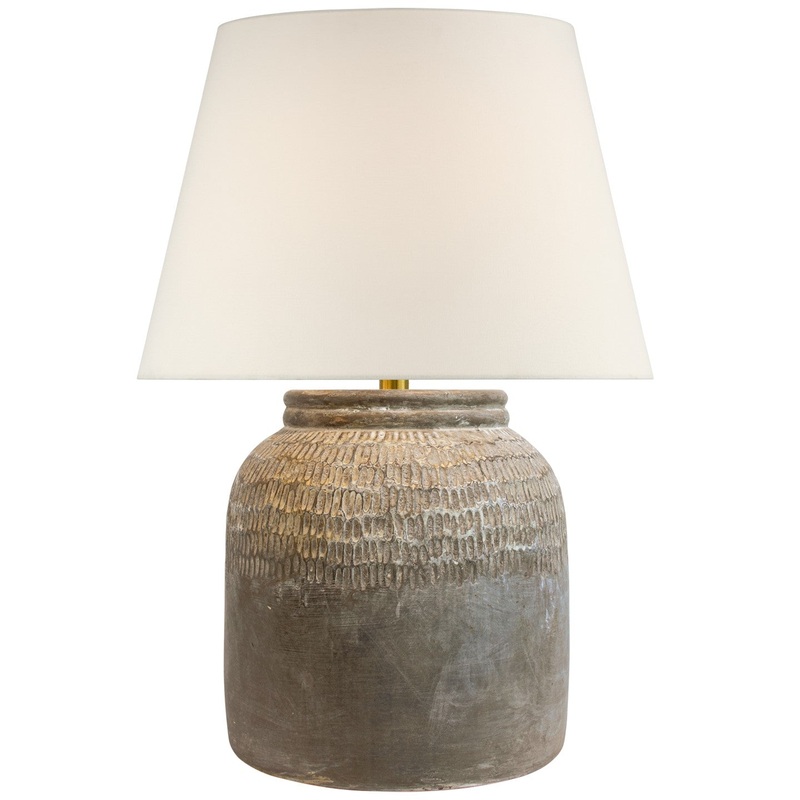 LED Table Lamp from the Indra Collection in Silt Grey Ceramic Finish by Visual Comfort Signature
