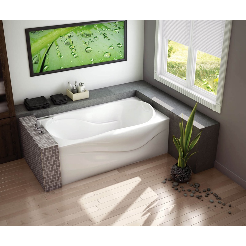 MAAX 105726-091-001-002 Murmur 6032 A Acrylic Alcove Right-Hand Drain 10 Microjets Bathtub in White
