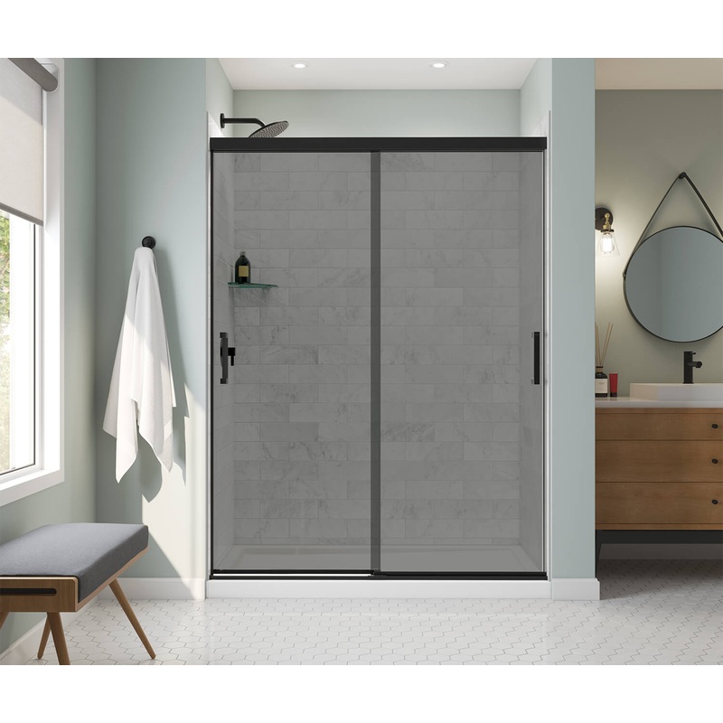 MAAX 136335-975-340-000 Incognito 76 Smoke 56-59 x 76 in. 8mm Bypass Shower Door for Alcove Installation with Light Smoke glass in Matte Black