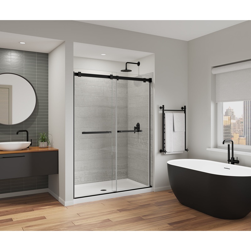 MAAX 136955-810-340-000 Duel Alto 56-59 X 78 in. 8mm Bypass Shower Door for Alcove Installation with GlassShield glass in Matte Black
