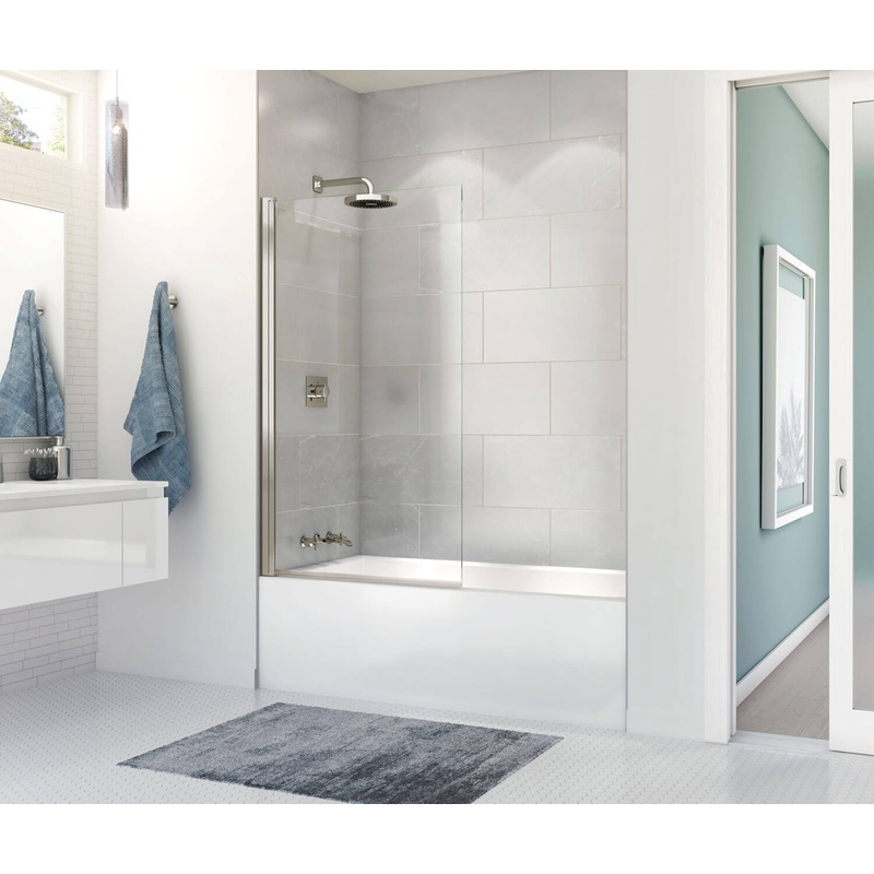 MAAX 137501-900-305-000 Edge Square 34 x 58 in. 8 mm Tub Screen for Alcove Installation with Clear glass in Brushed Nickel