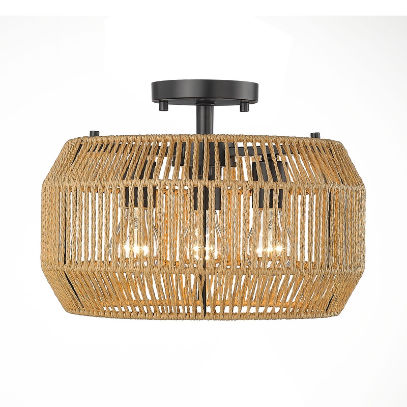 Marlee Matte Black 3 Light Semi-Flush