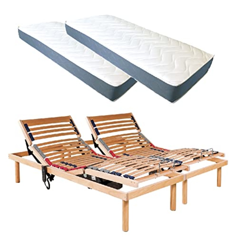 MEMORYLINE Super offerta – Luxury Line rete elettrica motorizzata matrimoniale (doppia singola) con motori OKIN + materassi in memory foam. Dispositivo medico