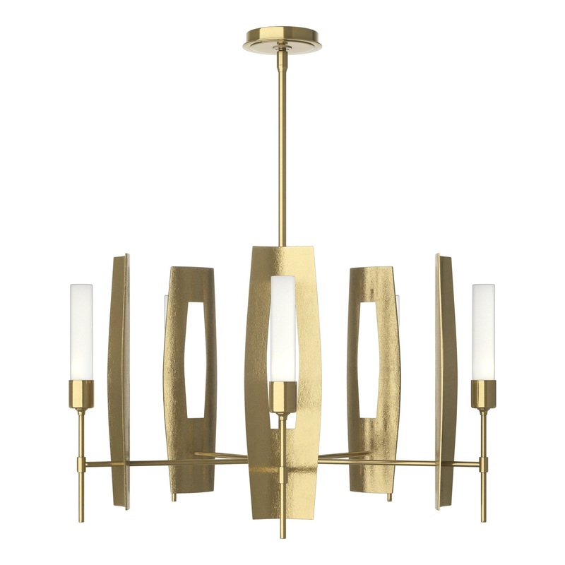 Passage 5-Light Circular Pendant Modern Brass Frosted Glass (FD)