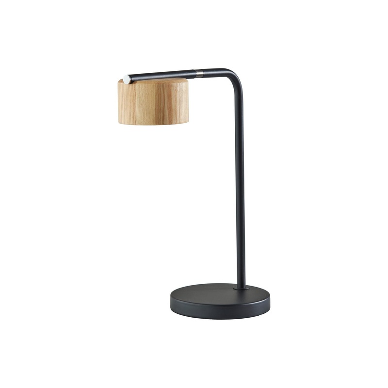 Roman LED Desk Lamp Black & Natural Wood
