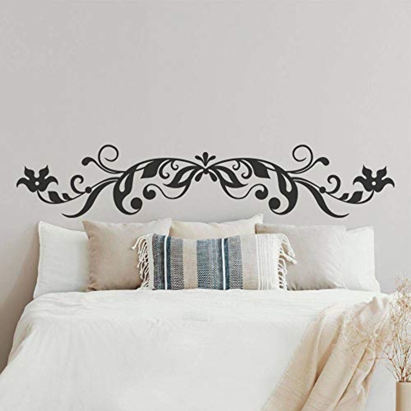 T-MK448 – Adesivi per testiera del letto, 27 x 140 cm, colore: Nero